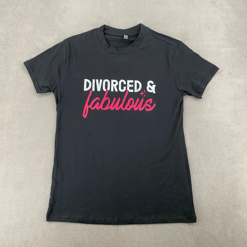 PFR New York Divorced & Fabulous Graphic T-Shirt Black Mens Medium Cotton